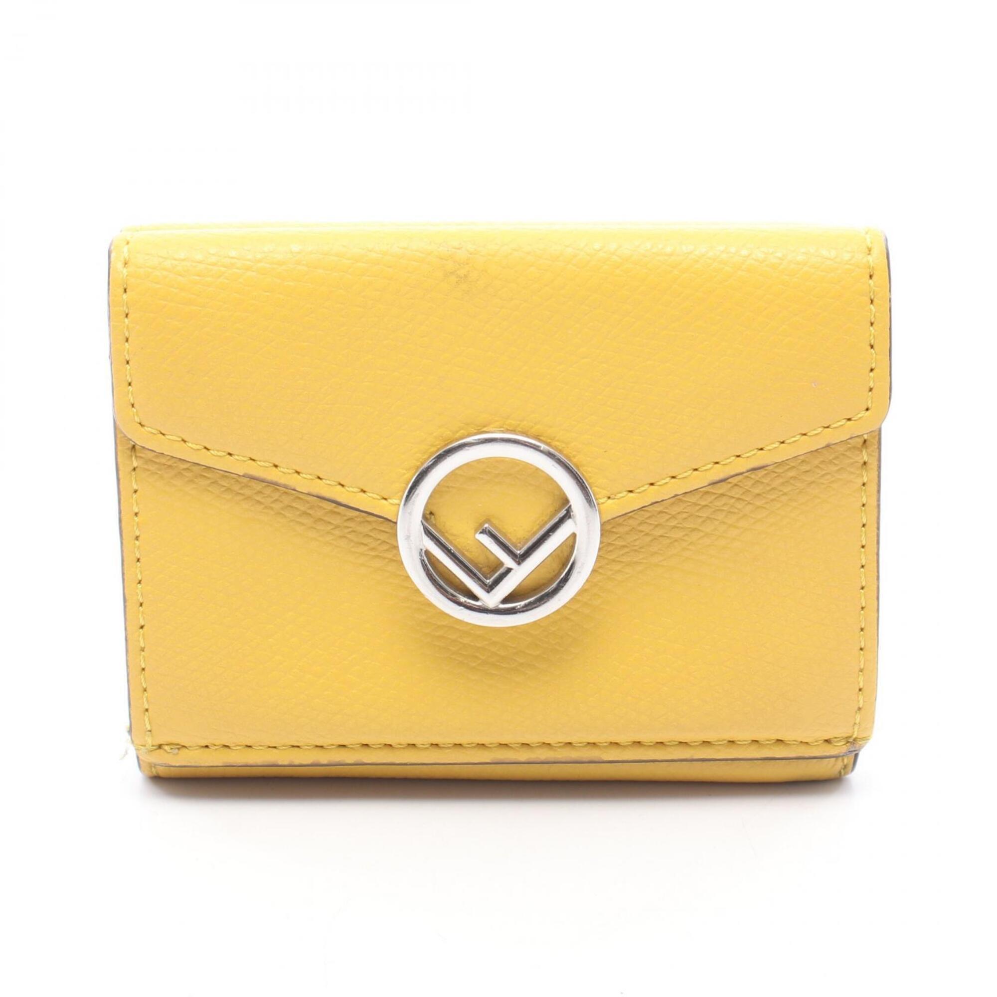 Fendi F Is Tri-Fold Wallet, Leather, Women's, Yellow